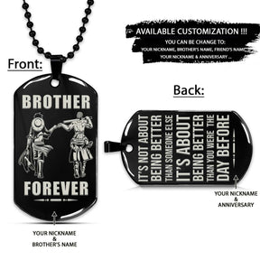 One Piece Dog Tag - Brother Forever - It's About Being Better Than You Were The Day Before - Monkey D. Luffy - Roronoa Zoro - One Piece Necklace - Engrave Dog Tag