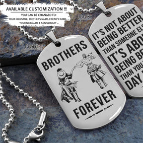 One Piece Dog Tag - Brothers Forever - It's About Being Better Than You Were The Day Before - Monkey D. Luffy - Roronoa Zoro - One Piece Necklace - Engrave Dog Tag
