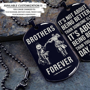 One Piece Dog Tag - Brothers Forever - It's About Being Better Than You Were The Day Before - Monkey D. Luffy - Roronoa Zoro - One Piece Necklace - Engrave Dog Tag