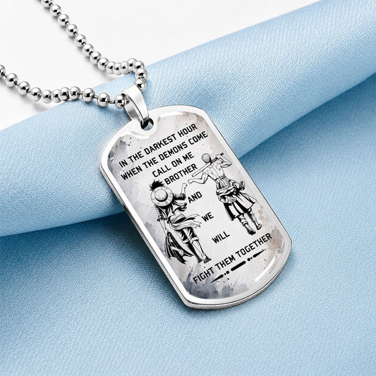 One Piece Dog Tag Necklace - OPDL001 - Monkey D. Luffy - Roronoa Zoro - Call On Me Brother - Military Ball Chain