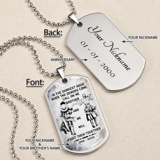 One Piece Dog Tag Necklace - OPDL001 - Monkey D. Luffy - Roronoa Zoro - Call On Me Brother - Military Ball Chain