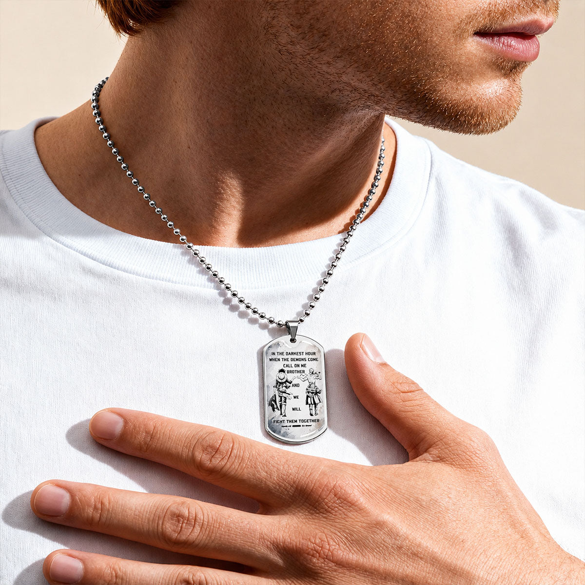 One Piece Dog Tag Necklace - OPDL001 - Monkey D. Luffy - Roronoa Zoro - Call On Me Brother - Military Ball Chain