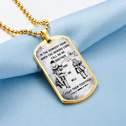 One Piece Dog Tag Necklace - OPDL001 - Monkey D. Luffy - Roronoa Zoro - Call On Me Brother - Military Ball Chain