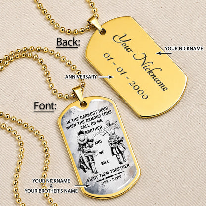One Piece Dog Tag Necklace - OPDL001 - Monkey D. Luffy - Roronoa Zoro - Call On Me Brother - Military Ball Chain