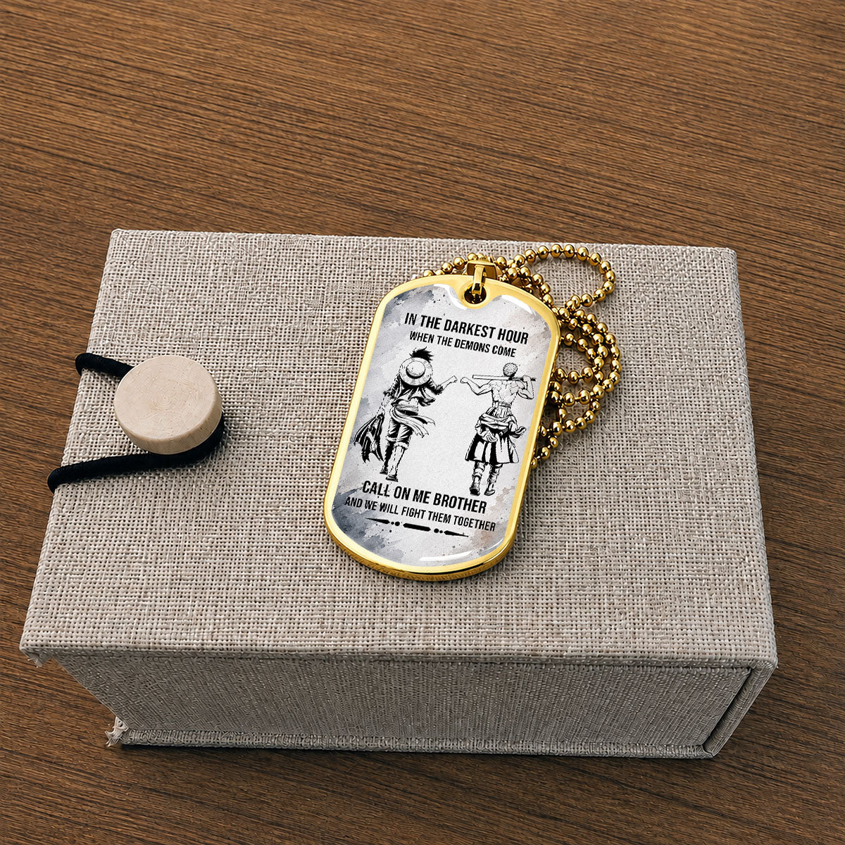 One Piece Dog Tag Necklace - OPDL002 - Monkey D. Luffy - Roronoa Zoro - Call On Me Brother - Military Ball Chain