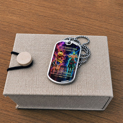 One Piece Dog Tag Necklace - OPDL006 - Monkey D. Luffy - Roronoa Zoro - Call On Me Brother - Military Ball Chain