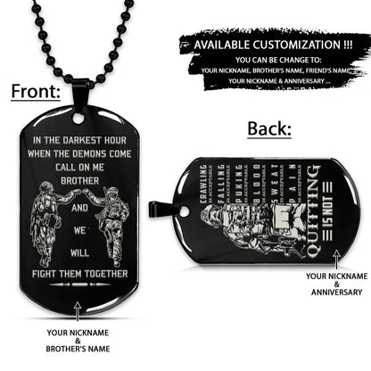 Soldier Dog Tag - Call On Me Brother - Quitting Is Not - Army - Navy - Marines - Air Force - Soldier Necklace - Engrave Dog Tag