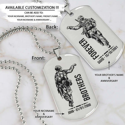 Soldier Dog Tag - Brothers Forever - Army - Navy - Marines - Air Force - Soldier Necklace - Engrave Dog Tag