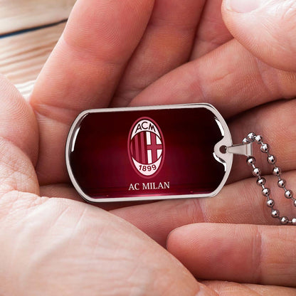 Soccer Dog Tag Necklace - SCD001 - AC Milan - Military Ball Chain