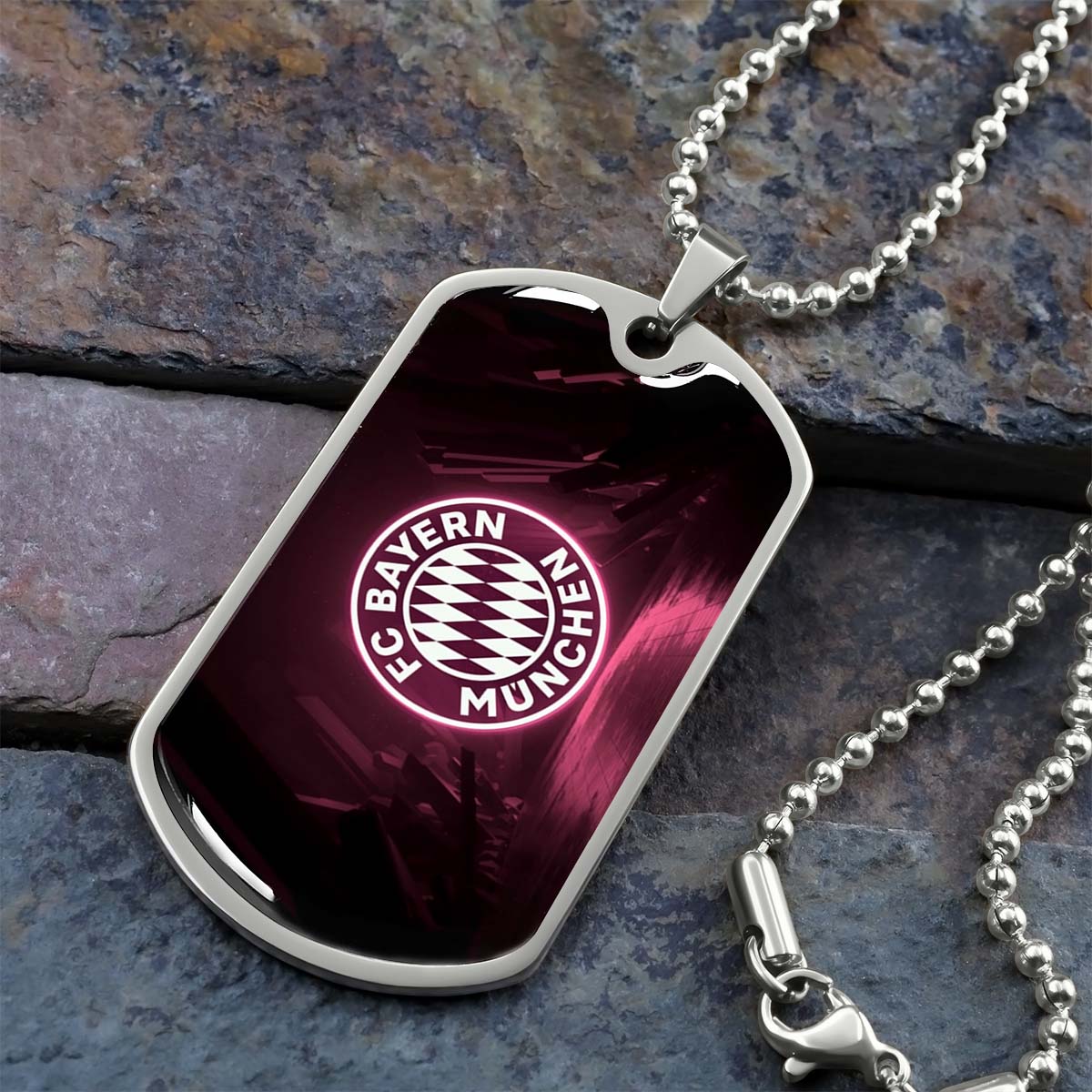 Soccer Dog Tag Necklace - SCD002 - FC Bayern Munich - Military Ball Chain