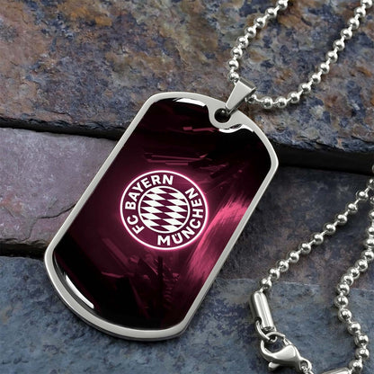 Soccer Dog Tag Necklace - SCD002 - FC Bayern Munich - Military Ball Chain