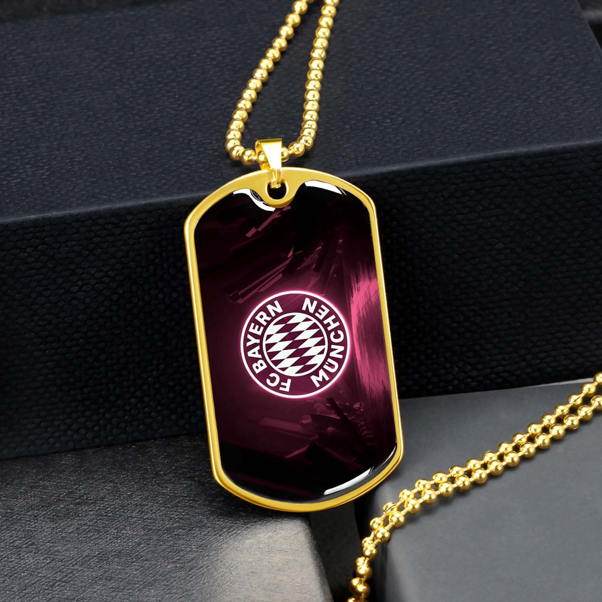 Soccer Dog Tag Necklace - SCD002 - FC Bayern Munich - Military Ball Chain