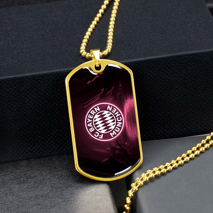Soccer Dog Tag Necklace - SCD002 - FC Bayern Munich - Military Ball Chain