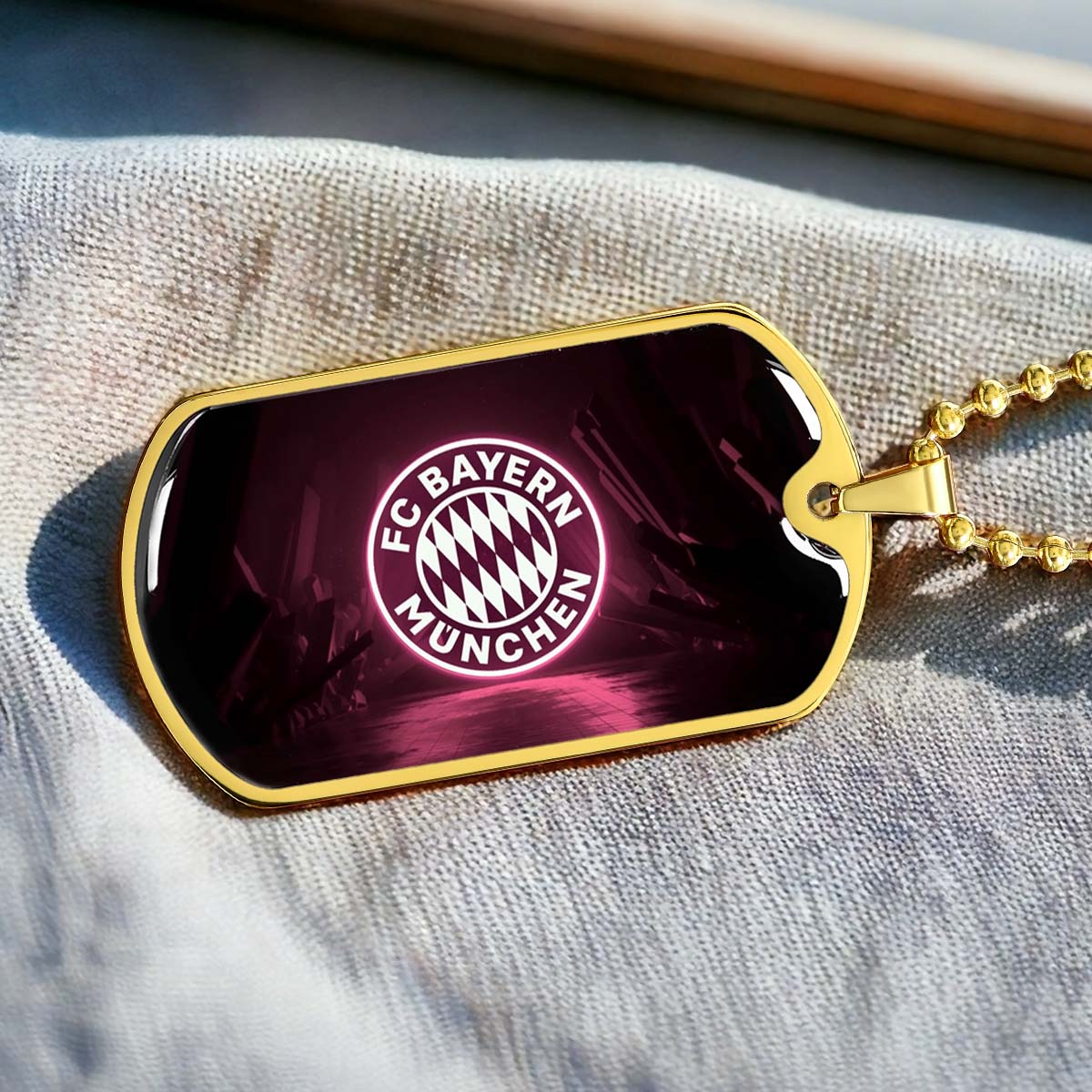Soccer Dog Tag Necklace - SCD002 - FC Bayern Munich - Military Ball Chain