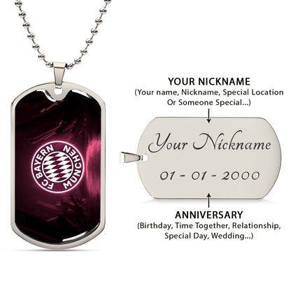 Soccer Dog Tag Necklace - SCD002 - FC Bayern Munich - Military Ball Chain