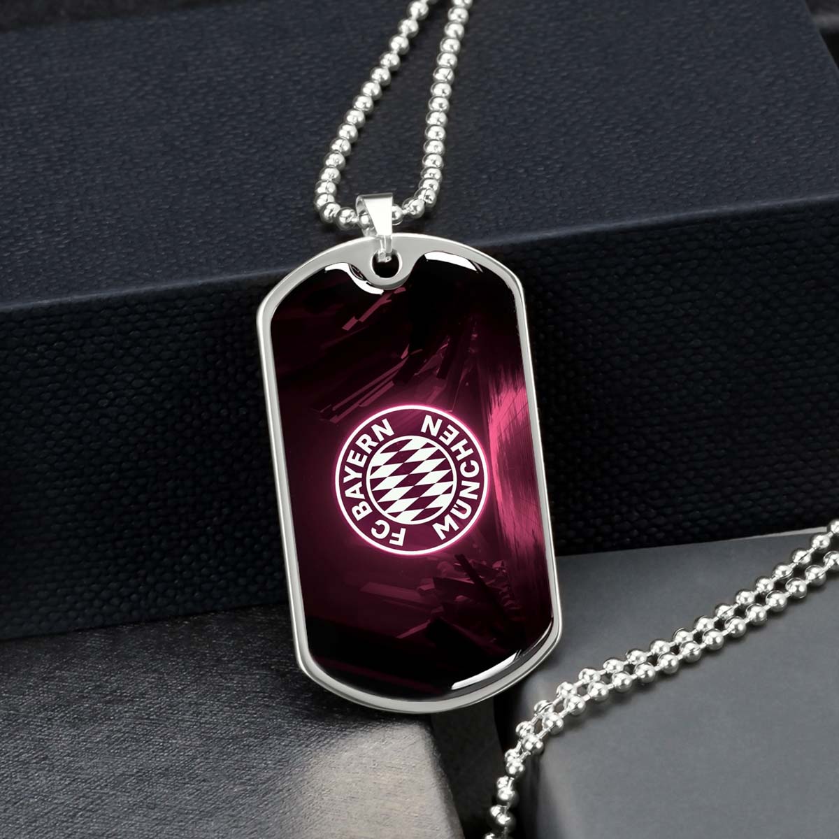 Soccer Dog Tag Necklace - SCD002 - FC Bayern Munich - Military Ball Chain