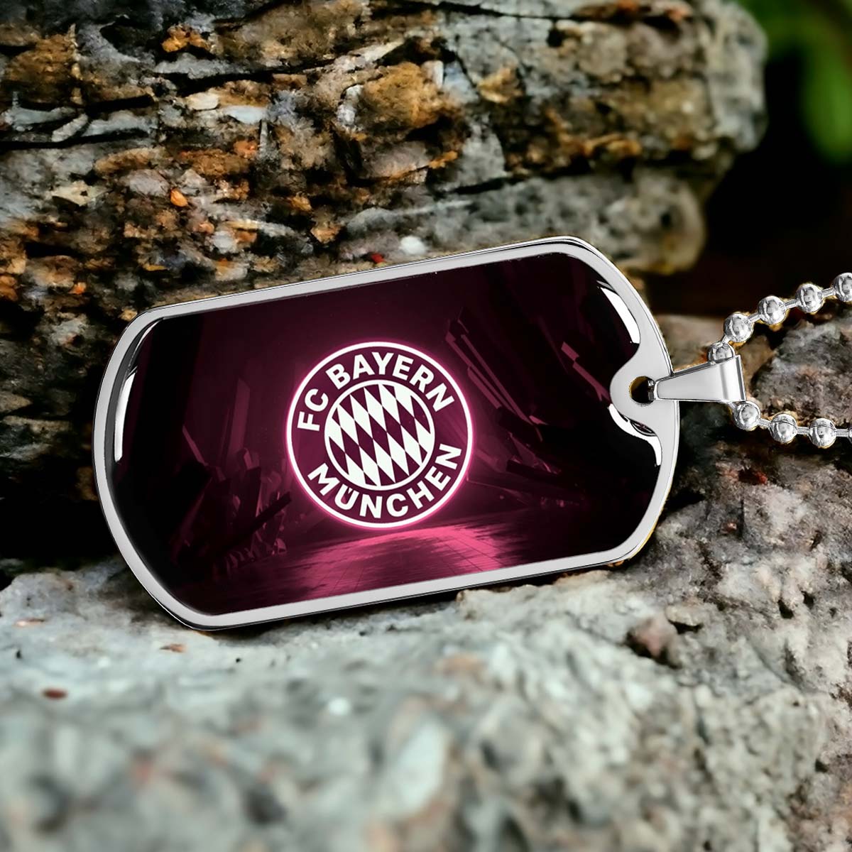 Soccer Dog Tag Necklace - SCD002 - FC Bayern Munich - Military Ball Chain