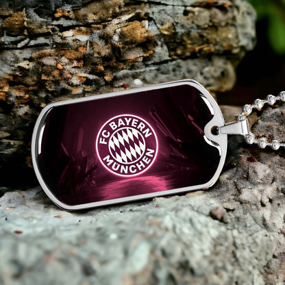 Soccer Dog Tag Necklace - SCD002 - FC Bayern Munich - Military Ball Chain