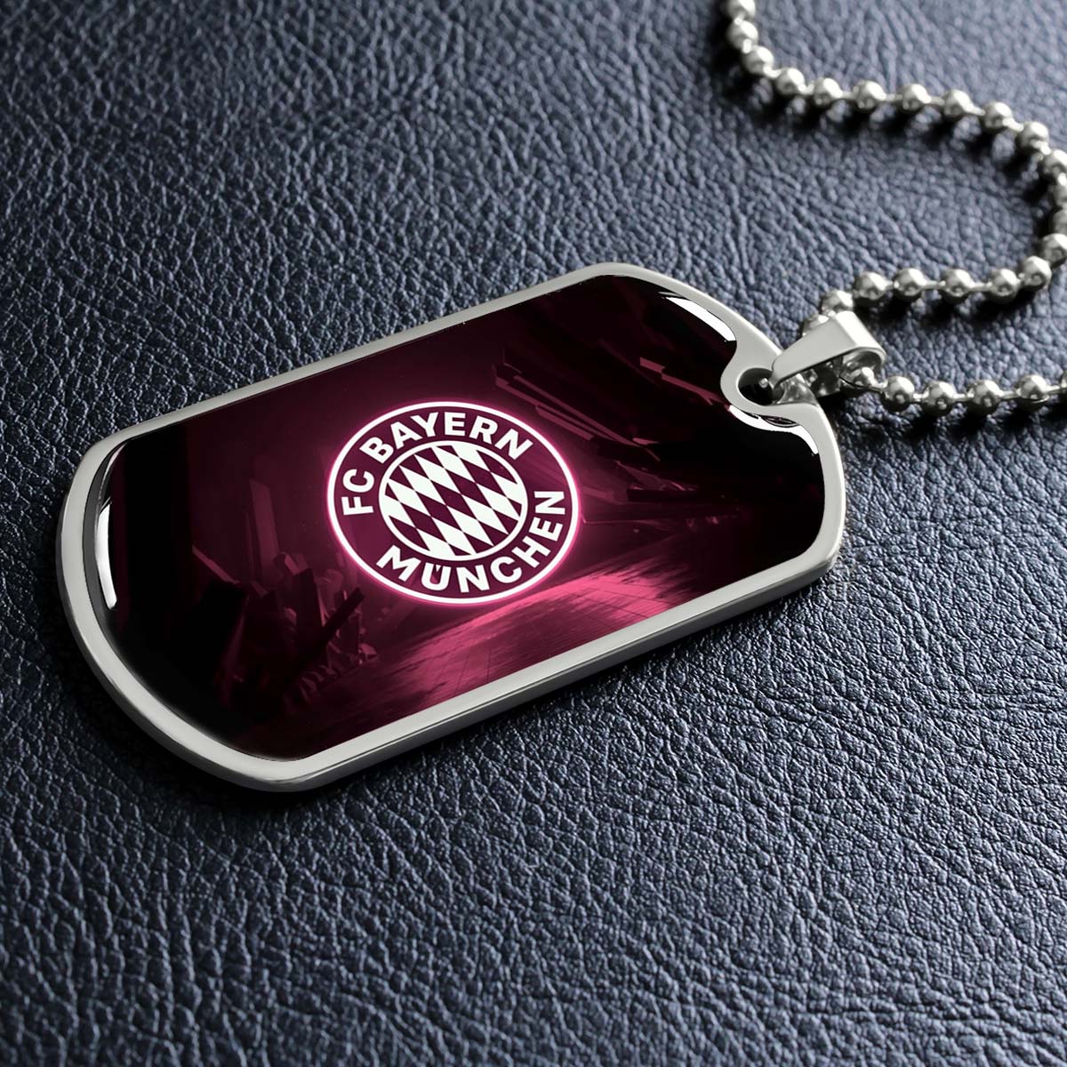 Soccer Dog Tag Necklace - SCD002 - FC Bayern Munich - Military Ball Chain
