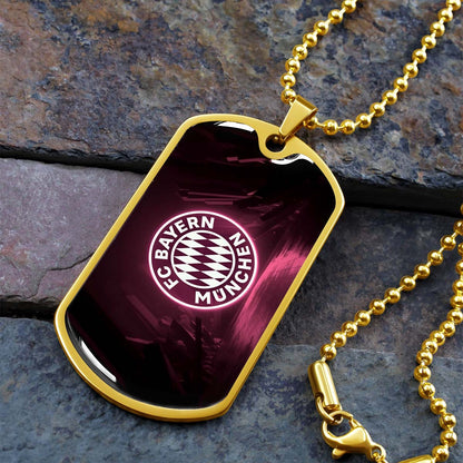 Soccer Dog Tag Necklace - SCD002 - FC Bayern Munich - Military Ball Chain