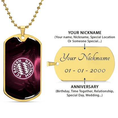 Soccer Dog Tag Necklace - SCD002 - FC Bayern Munich - Military Ball Chain