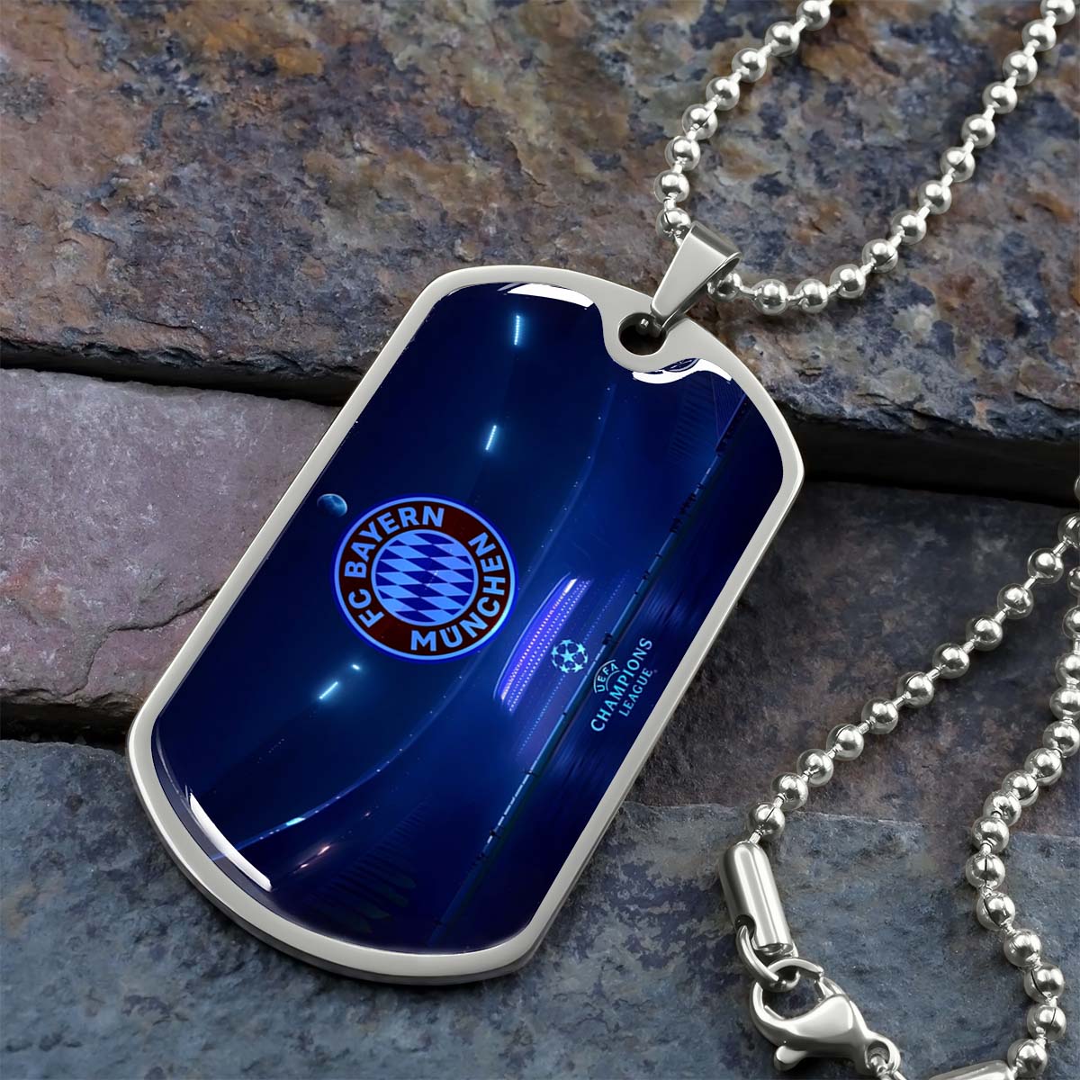Soccer Dog Tag Necklace - SCD003 - FC Bayern Munich - UEFA Champions League - Military Ball Chain