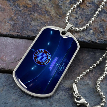 Soccer Dog Tag Necklace - SCD003 - FC Bayern Munich - UEFA Champions League - Military Ball Chain