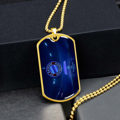 Soccer Dog Tag Necklace - SCD003 - FC Bayern Munich - UEFA Champions League - Military Ball Chain