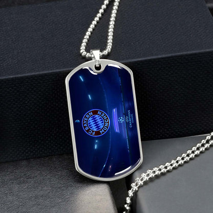 Soccer Dog Tag Necklace - SCD003 - FC Bayern Munich - UEFA Champions League - Military Ball Chain