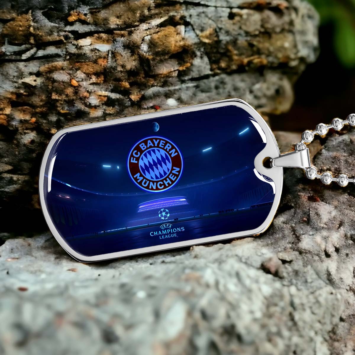 Soccer Dog Tag Necklace - SCD003 - FC Bayern Munich - UEFA Champions League - Military Ball Chain