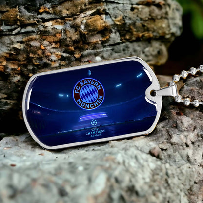 Soccer Dog Tag Necklace - SCD003 - FC Bayern Munich - UEFA Champions League - Military Ball Chain
