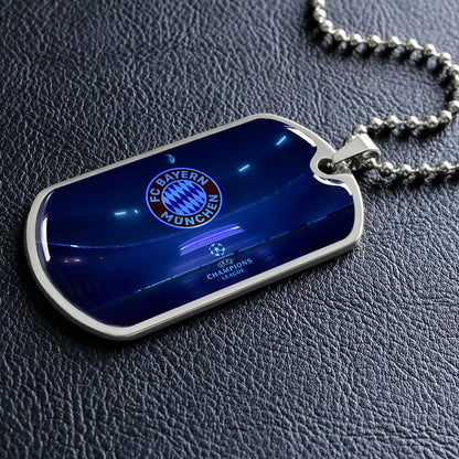 Soccer Dog Tag Necklace - SCD003 - FC Bayern Munich - UEFA Champions League - Military Ball Chain