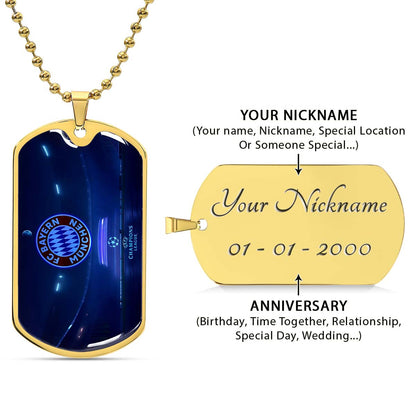 Soccer Dog Tag Necklace - SCD003 - FC Bayern Munich - UEFA Champions League - Military Ball Chain