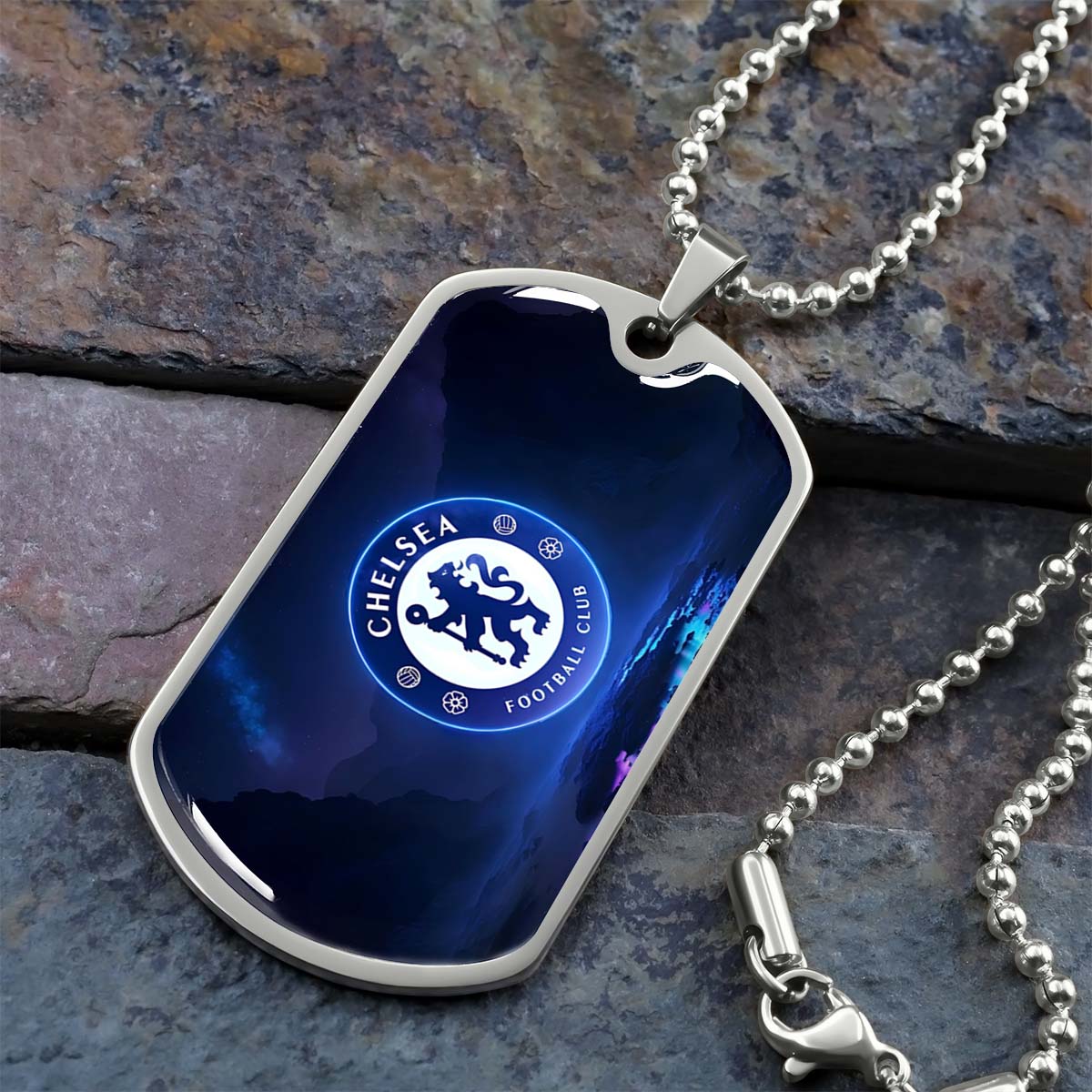 Soccer Dog Tag Necklace - SCD004 - Chelsea FC - Football Club - Military Ball Chain