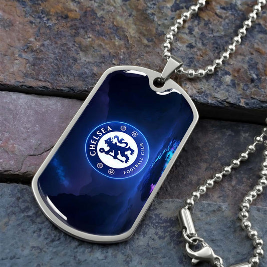 Soccer Dog Tag Necklace - SCD004 - Chelsea FC - Football Club - Military Ball Chain