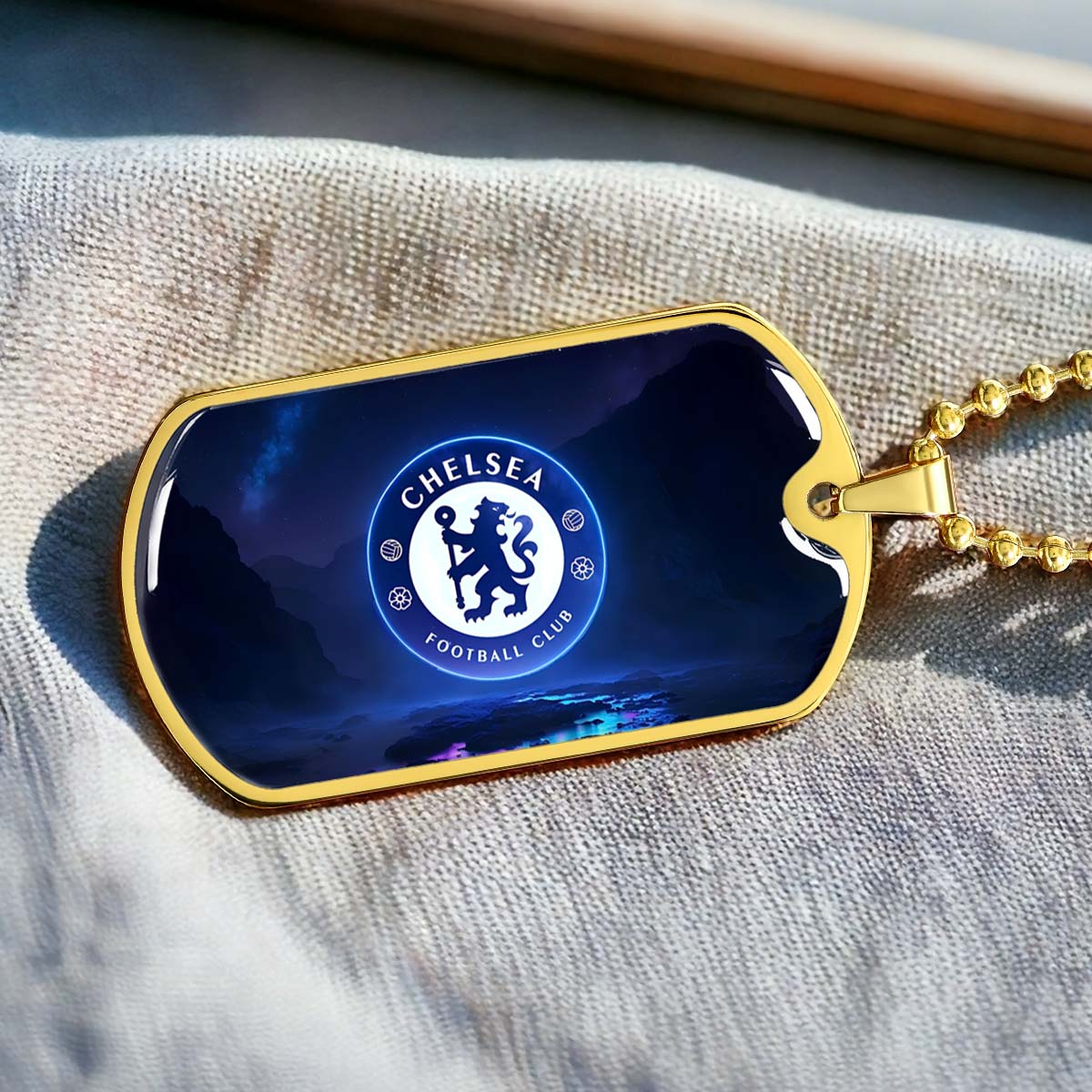 Soccer Dog Tag Necklace - SCD004 - Chelsea FC - Football Club - Military Ball Chain