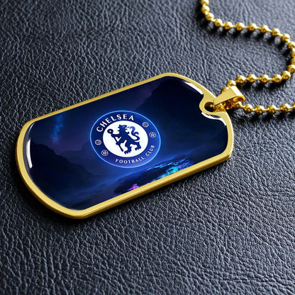 Soccer Dog Tag Necklace - SCD004 - Chelsea FC - Football Club - Military Ball Chain