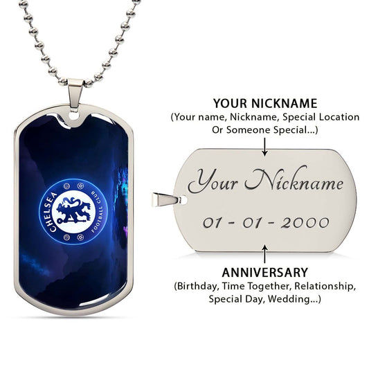 Soccer Dog Tag Necklace - SCD004 - Chelsea FC - Football Club - Military Ball Chain