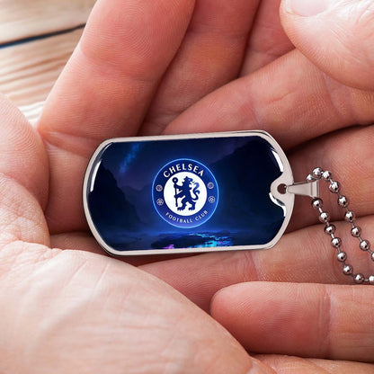 Soccer Dog Tag Necklace - SCD004 - Chelsea FC - Football Club - Military Ball Chain