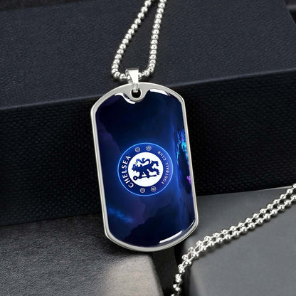 Soccer Dog Tag Necklace - SCD004 - Chelsea FC - Football Club - Military Ball Chain