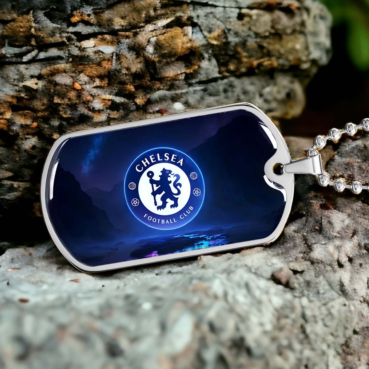 Soccer Dog Tag Necklace - SCD004 - Chelsea FC - Football Club - Military Ball Chain