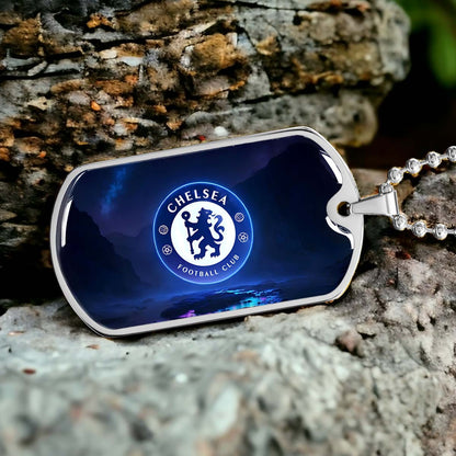 Soccer Dog Tag Necklace - SCD004 - Chelsea FC - Football Club - Military Ball Chain