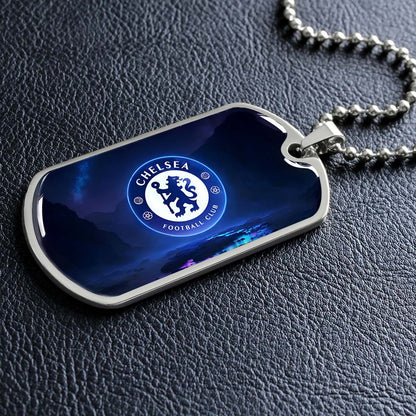 Soccer Dog Tag Necklace - SCD004 - Chelsea FC - Football Club - Military Ball Chain