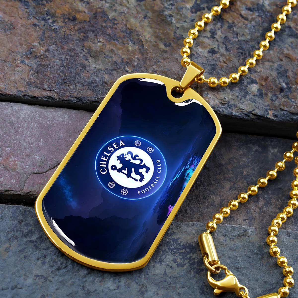 Soccer Dog Tag Necklace - SCD004 - Chelsea FC - Football Club - Military Ball Chain