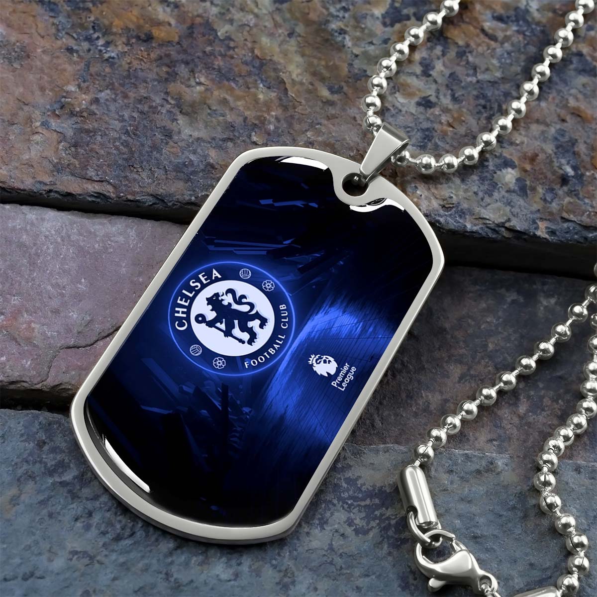 Soccer Dog Tag Necklace - SCD005 - Chelsea FC - Football Club - Military Ball Chain