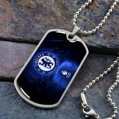 Soccer Dog Tag Necklace - SCD005 - Chelsea FC - Football Club - Military Ball Chain