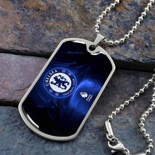 Soccer Dog Tag Necklace - SCD005 - Chelsea FC - Football Club - Military Ball Chain