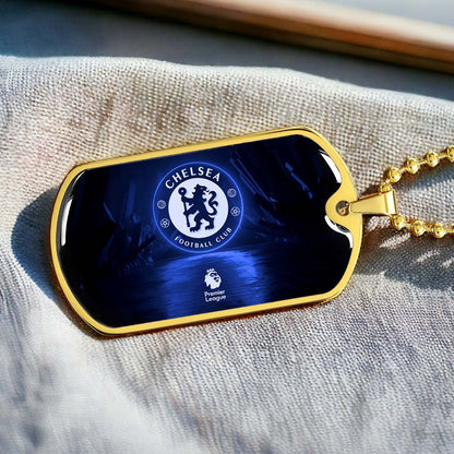 Soccer Dog Tag Necklace - SCD005 - Chelsea FC - Football Club - Military Ball Chain