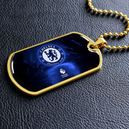 Soccer Dog Tag Necklace - SCD005 - Chelsea FC - Football Club - Military Ball Chain