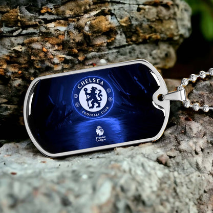 Soccer Dog Tag Necklace - SCD005 - Chelsea FC - Football Club - Military Ball Chain